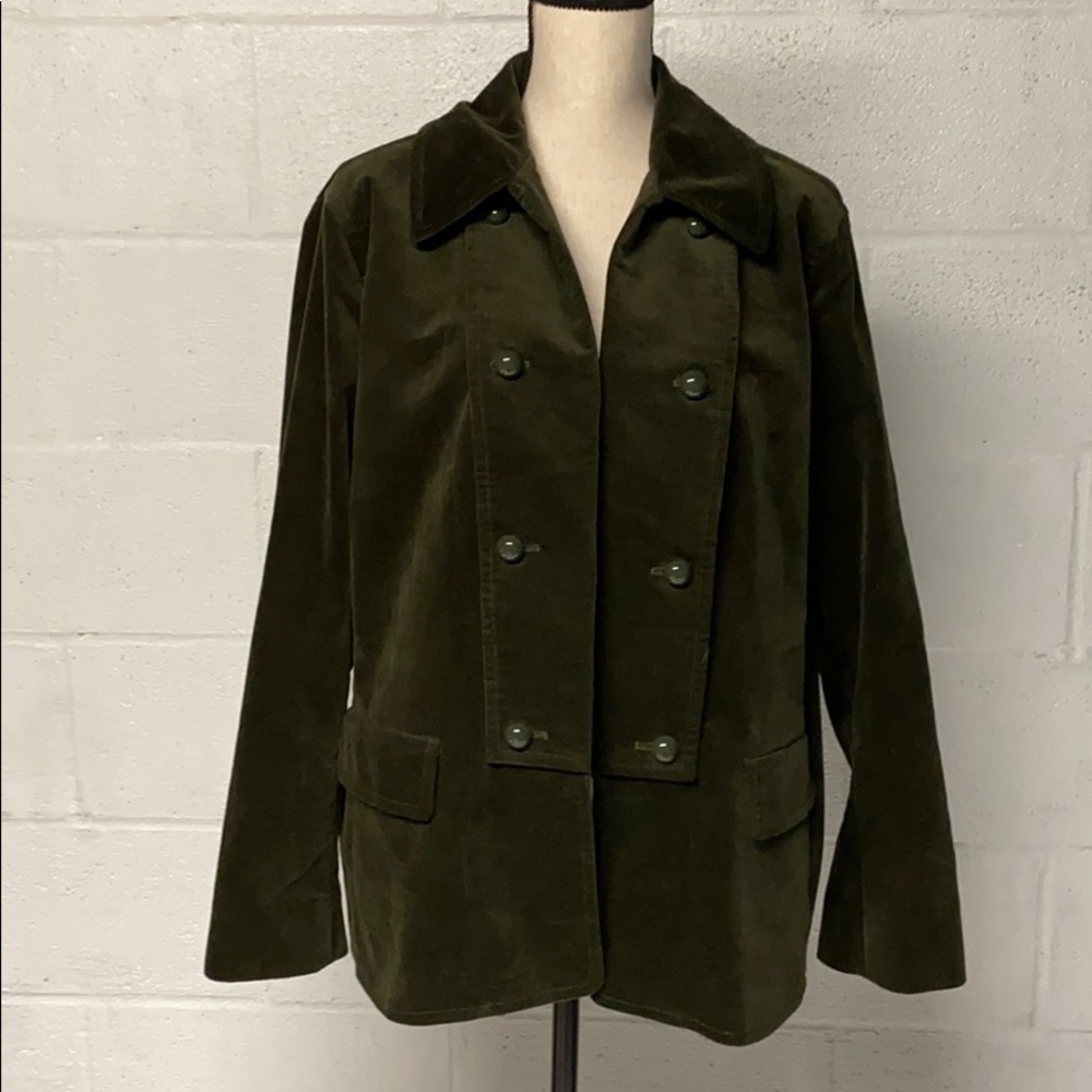 Talbots Dark Green 18W Velvet Blazer Jacket